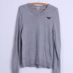 Hollister Light Gray V-Neck Sweater